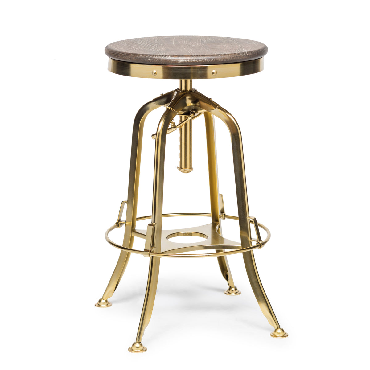 Gold Bar Stool with Oak Top - Wine Stash