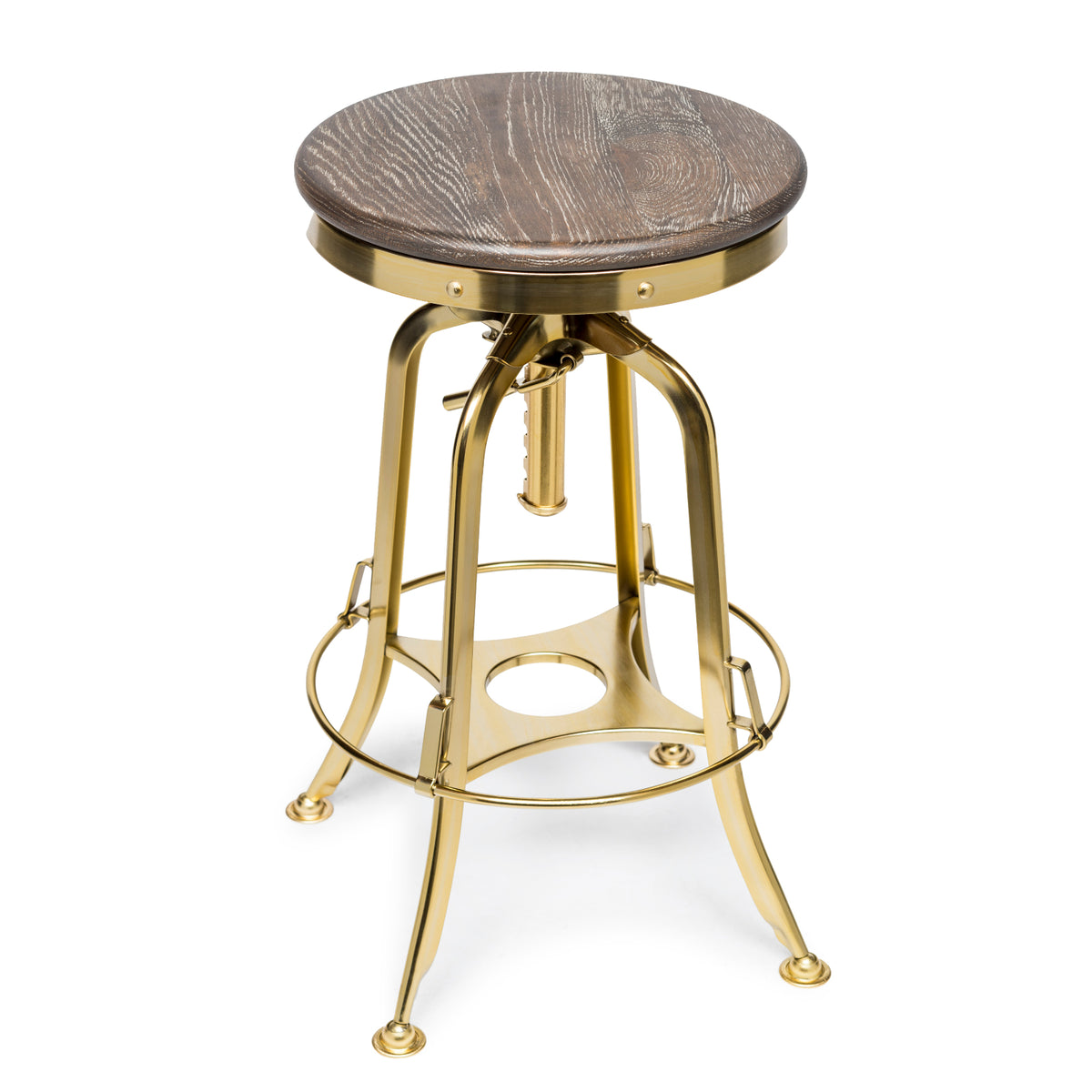 Gold Bar Stool with Oak Top - Wine Stash