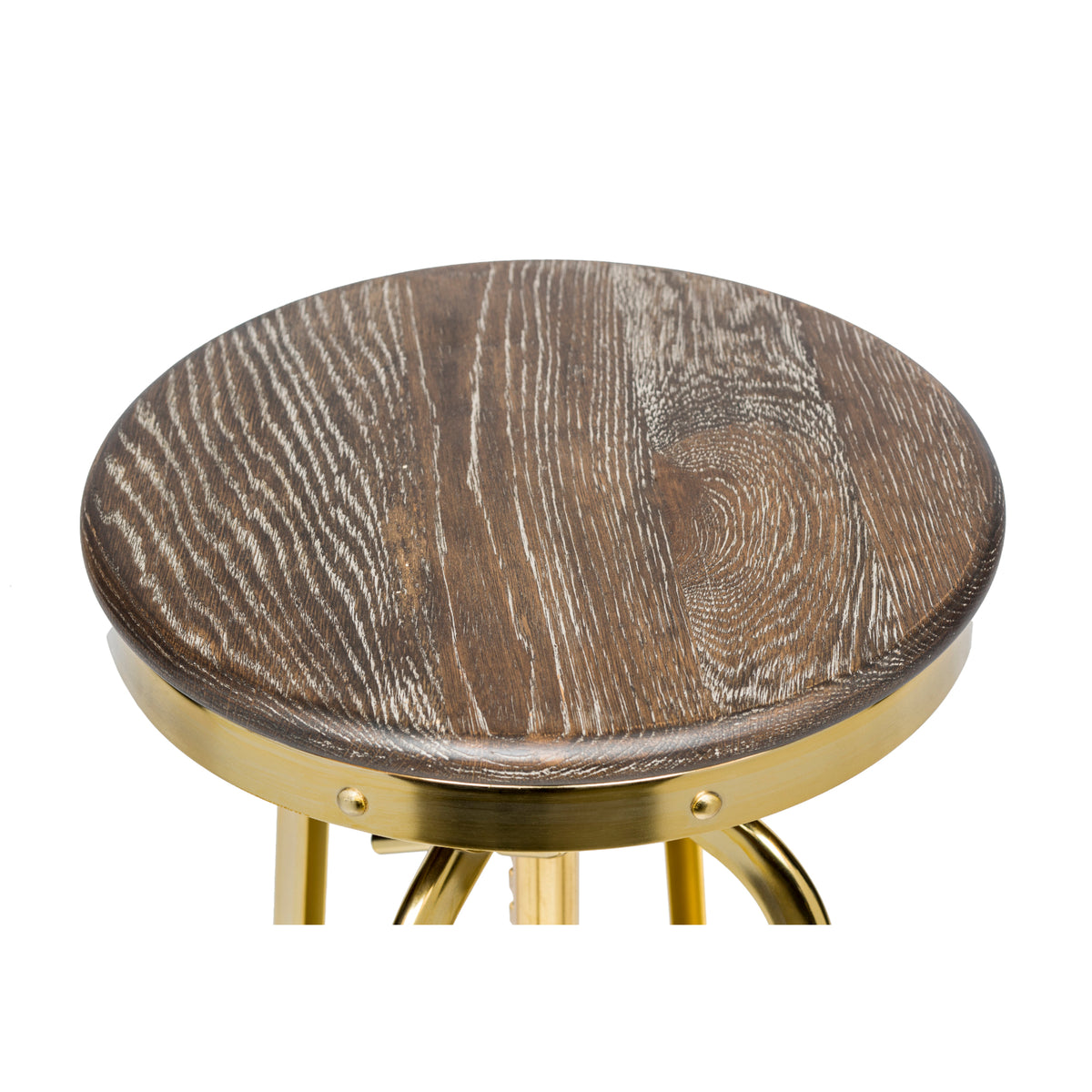 Gold Bar Stool with Oak Top - Wine Stash