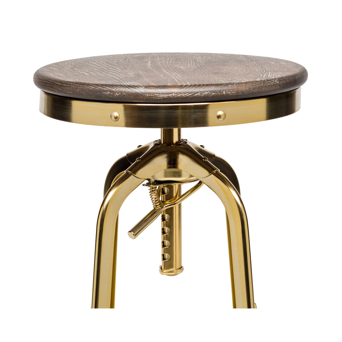 Gold Bar Stool with Oak Top - Wine Stash