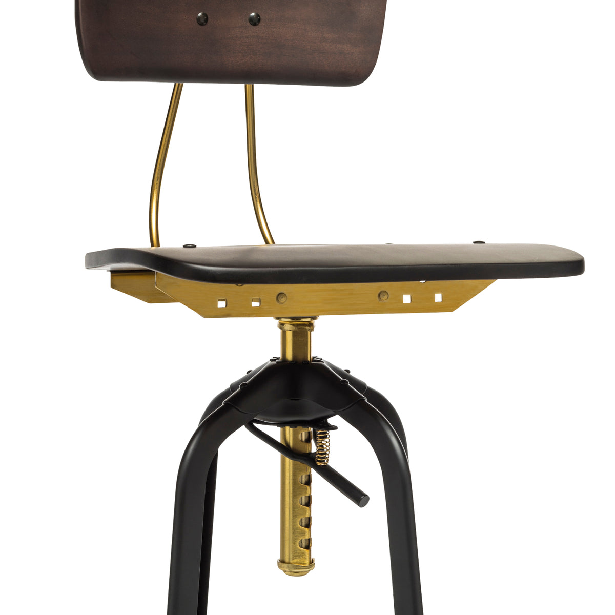 Gold &amp; Black Wooden Bar Stool with Timber Finish - Wine Stash